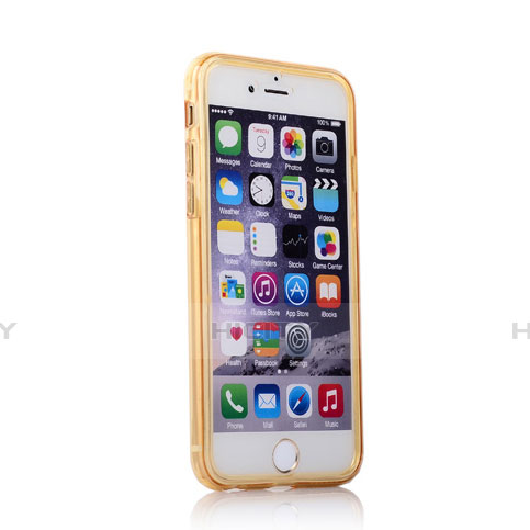 Cover Silicone Trasparente A Flip Morbida per Apple iPhone 6S Plus Oro