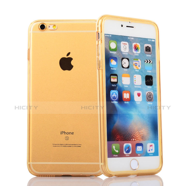 Cover Silicone Trasparente A Flip Morbida per Apple iPhone 6S Plus Oro