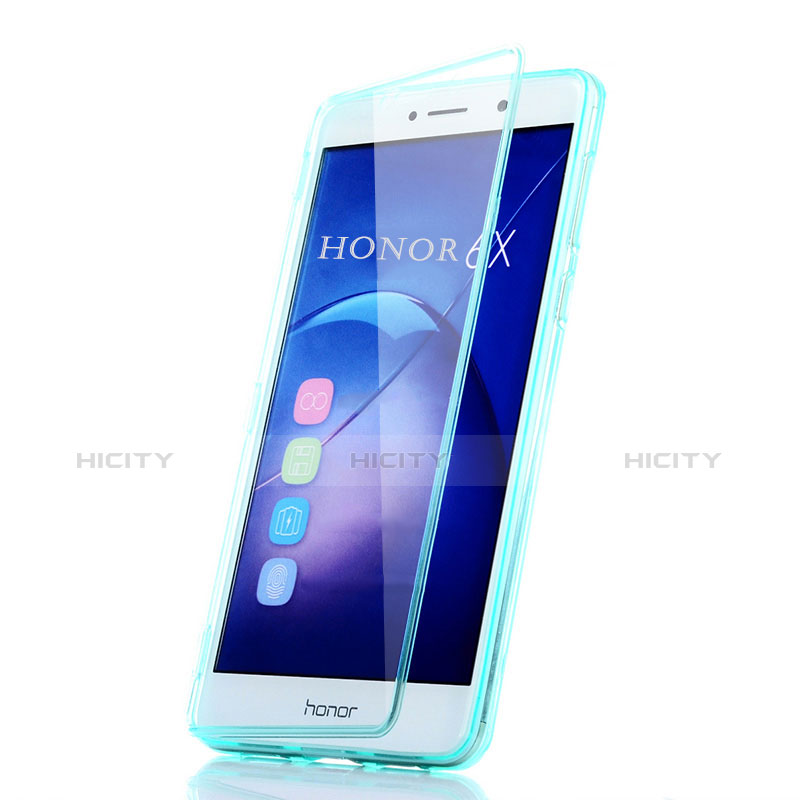 Cover Silicone Trasparente A Flip Morbida per Huawei GR5 (2017) Cielo Blu