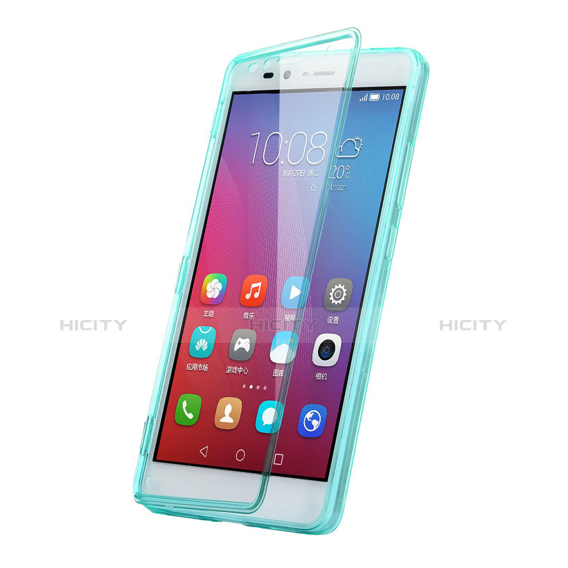 Cover Silicone Trasparente A Flip Morbida per Huawei Honor 5X Cielo Blu