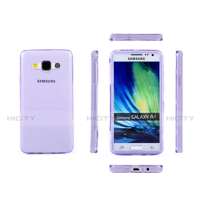 Cover Silicone Trasparente A Flip Morbida per Samsung Galaxy A3 Duos SM-A300F Viola