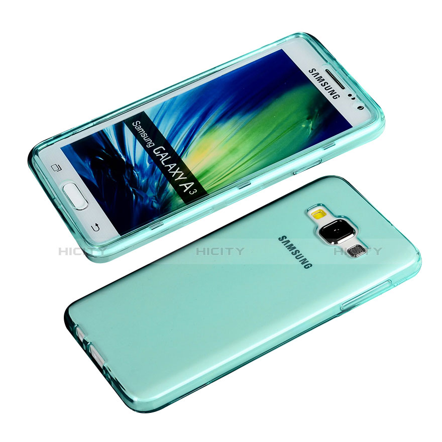 Cover Silicone Trasparente A Flip Morbida per Samsung Galaxy A3 SM-300F Blu