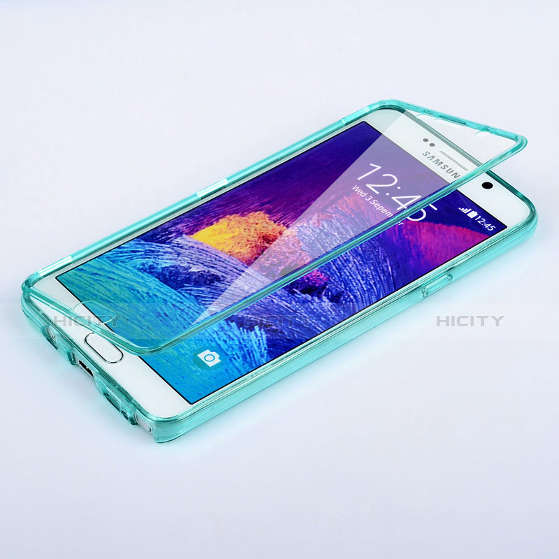 Cover Silicone Trasparente A Flip Morbida per Samsung Galaxy Note 5 N9200 N920 N920F Cielo Blu