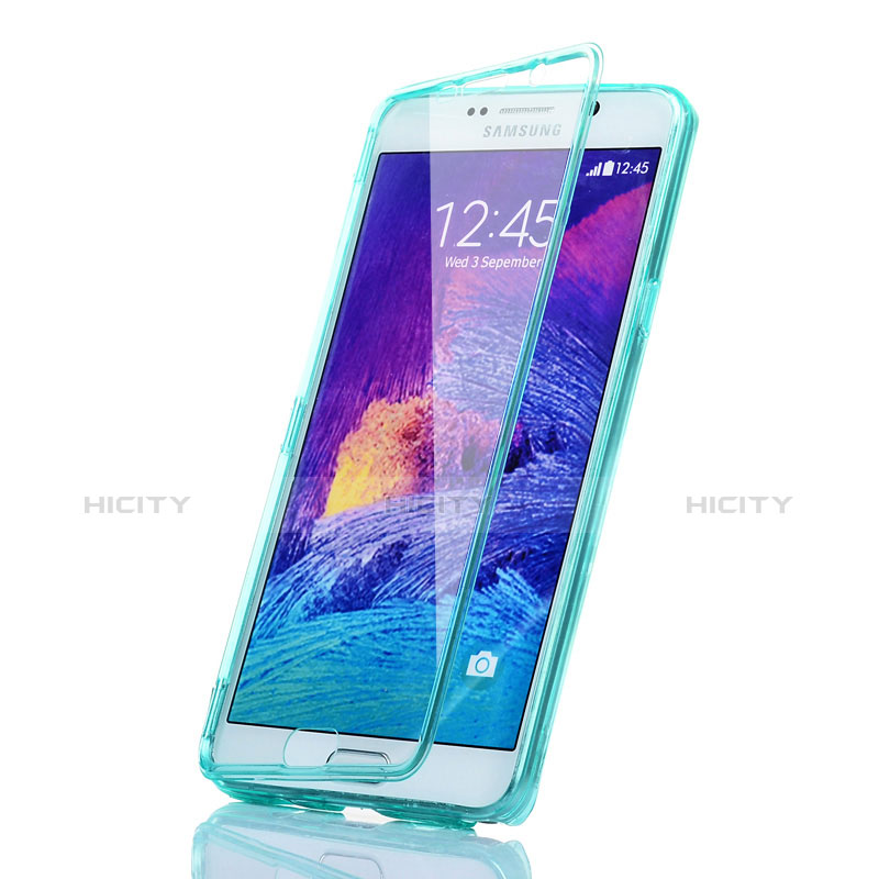 Cover Silicone Trasparente A Flip Morbida per Samsung Galaxy Note 5 N9200 N920 N920F Cielo Blu