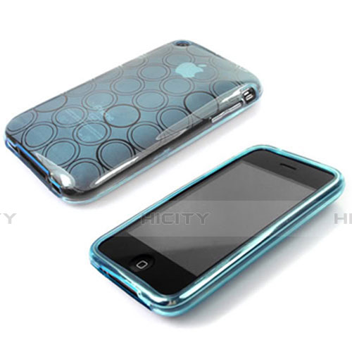 Cover Silicone Trasparente Morbida Cerchio per Apple iPhone 3G 3GS Cielo Blu