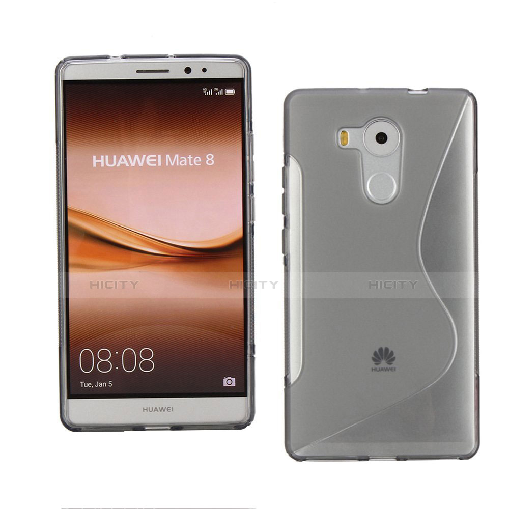 Cover Silicone Trasparente Morbida S-Line per Huawei Mate 8 Grigio