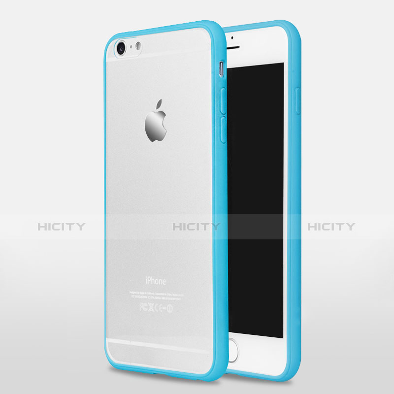 Cover Silicone Trasparente Opaca Laterale per Apple iPhone 6 Plus Blu