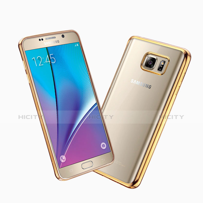 Cover Silicone Trasparente Opaca Laterale per Samsung Galaxy Note 5 N9200 N920 N920F Oro