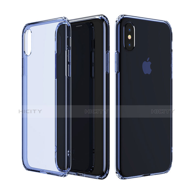 Cover Silicone Trasparente Ultra Slim Morbida per Apple iPhone Xs Blu