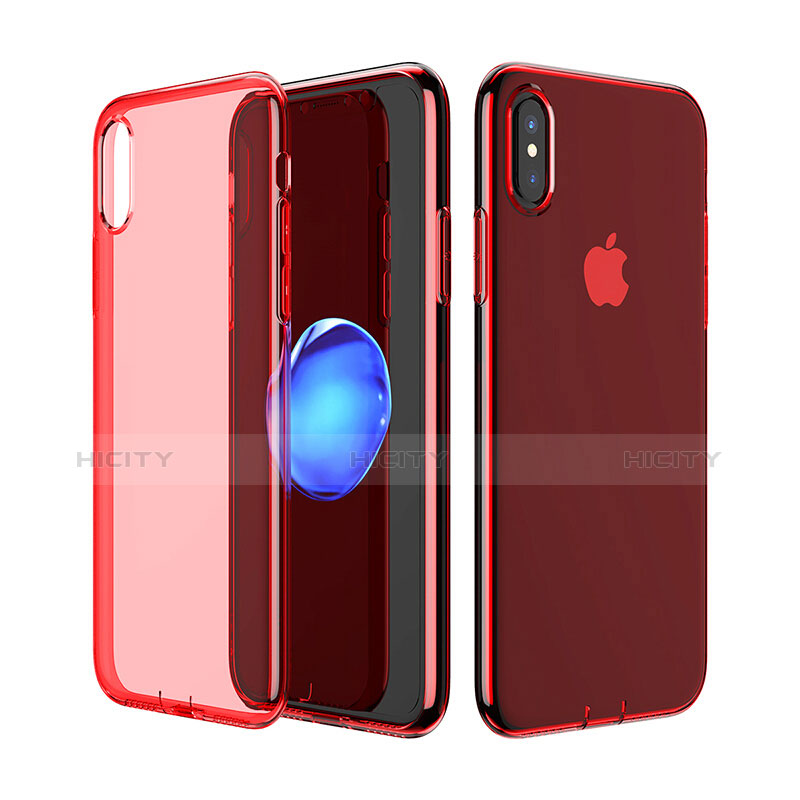 Cover Silicone Trasparente Ultra Slim Morbida per Apple iPhone Xs Rosso