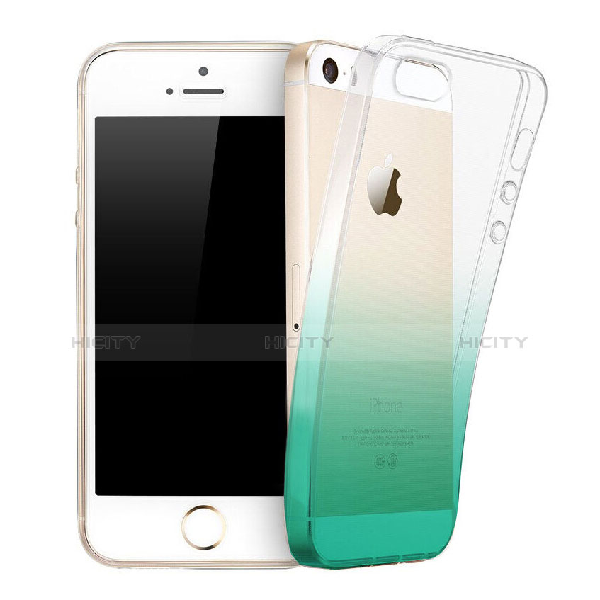 Cover Silicone Trasparente Ultra Slim Morbida Sfumato per Apple iPhone 5S Verde