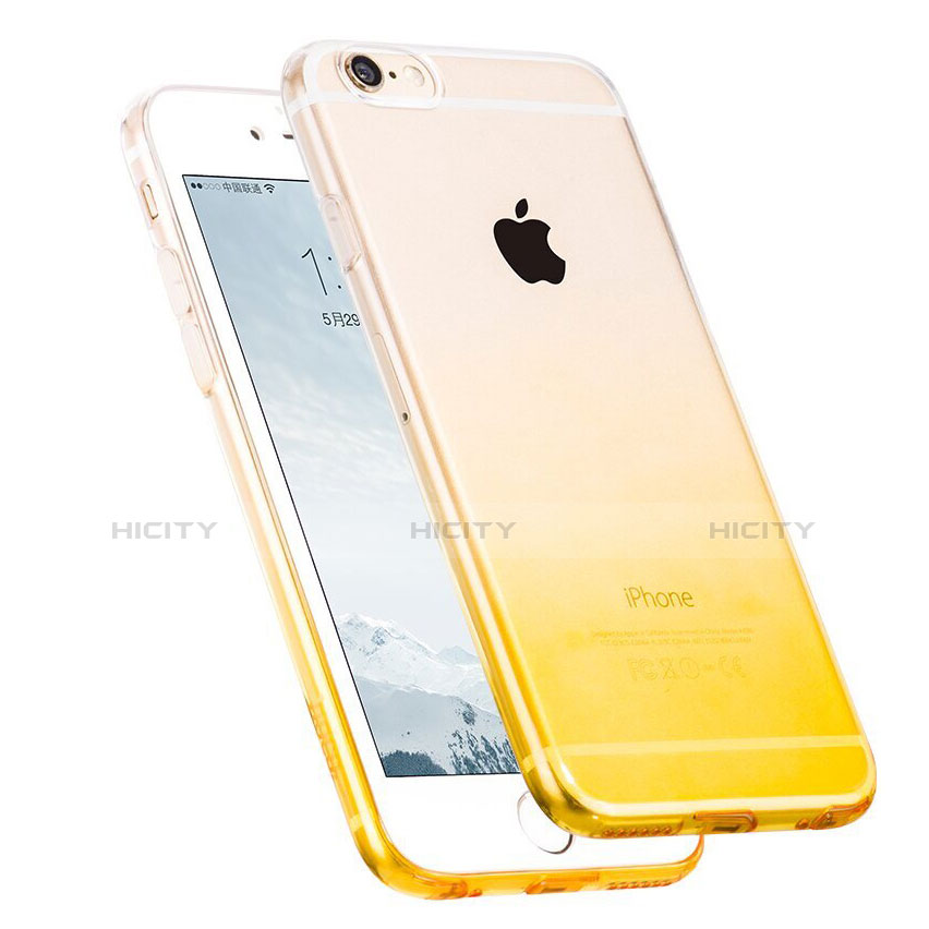 Cover Silicone Trasparente Ultra Slim Morbida Sfumato Z01 per Apple iPhone 6 Plus Giallo