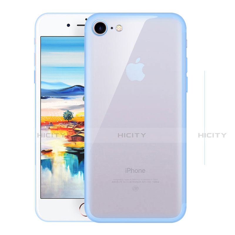 Cover Silicone Trasparente Ultra Sottile Morbida H01 per Apple iPhone SE3 2022 Cielo Blu