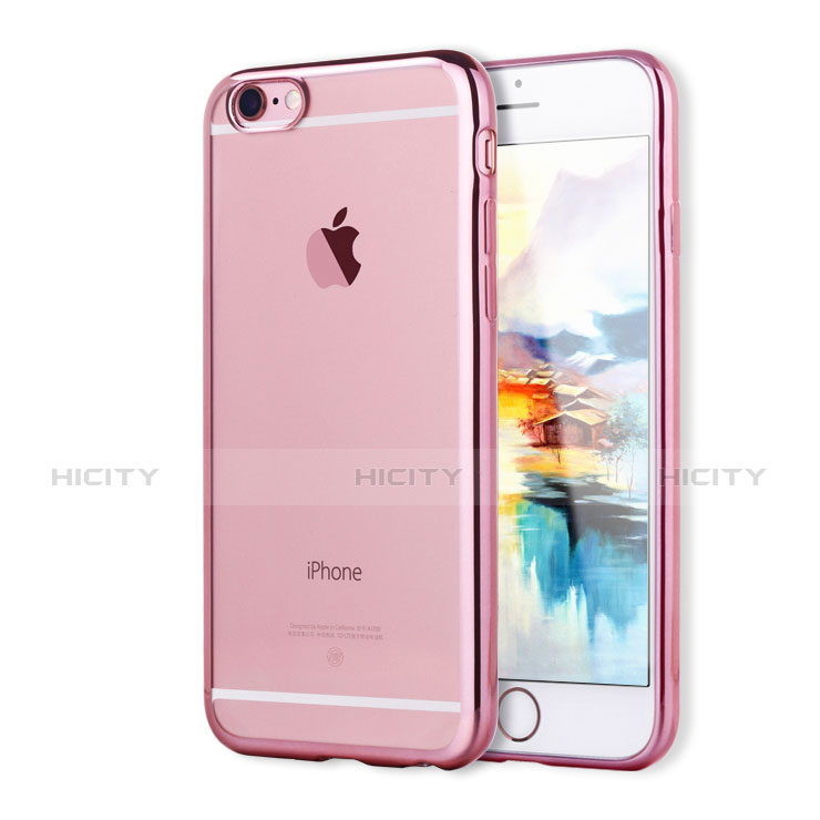 Cover Silicone Trasparente Ultra Sottile Morbida H02 per Apple iPhone 6S Oro Rosa