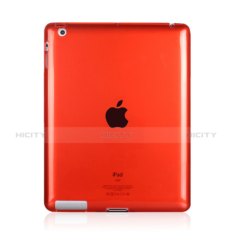 Cover Silicone Trasparente Ultra Sottile Morbida per Apple iPad 4 Rosso