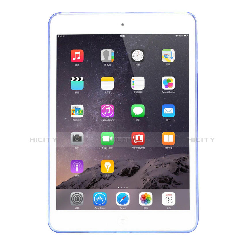 Cover Silicone Trasparente Ultra Sottile Morbida per Apple iPad Mini 2 Cielo Blu