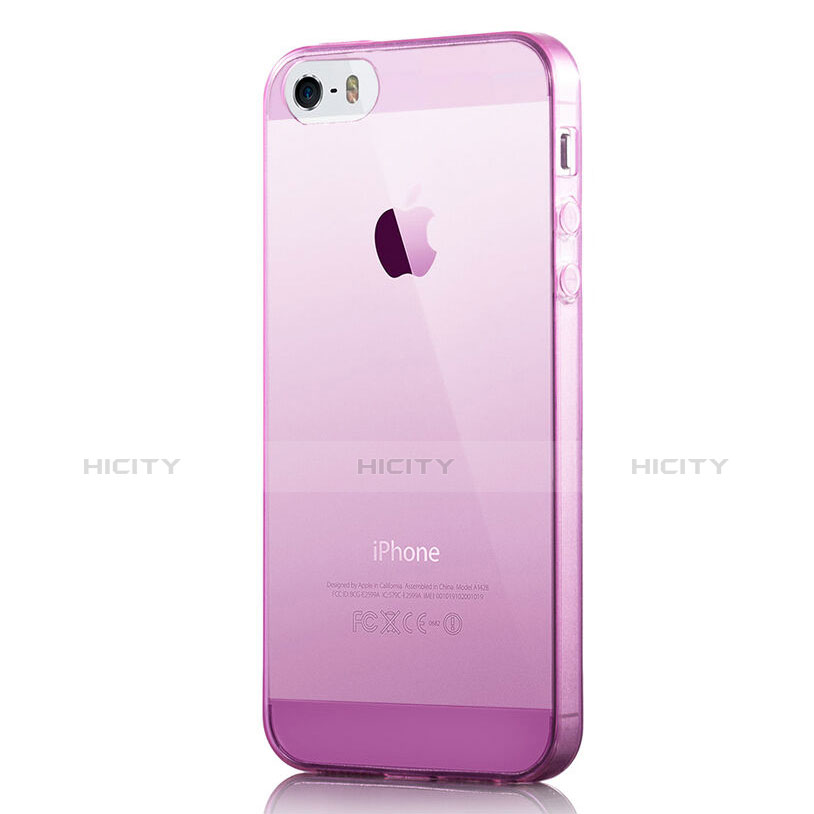 Cover Silicone Trasparente Ultra Sottile Morbida per Apple iPhone 5 Rosa Caldo