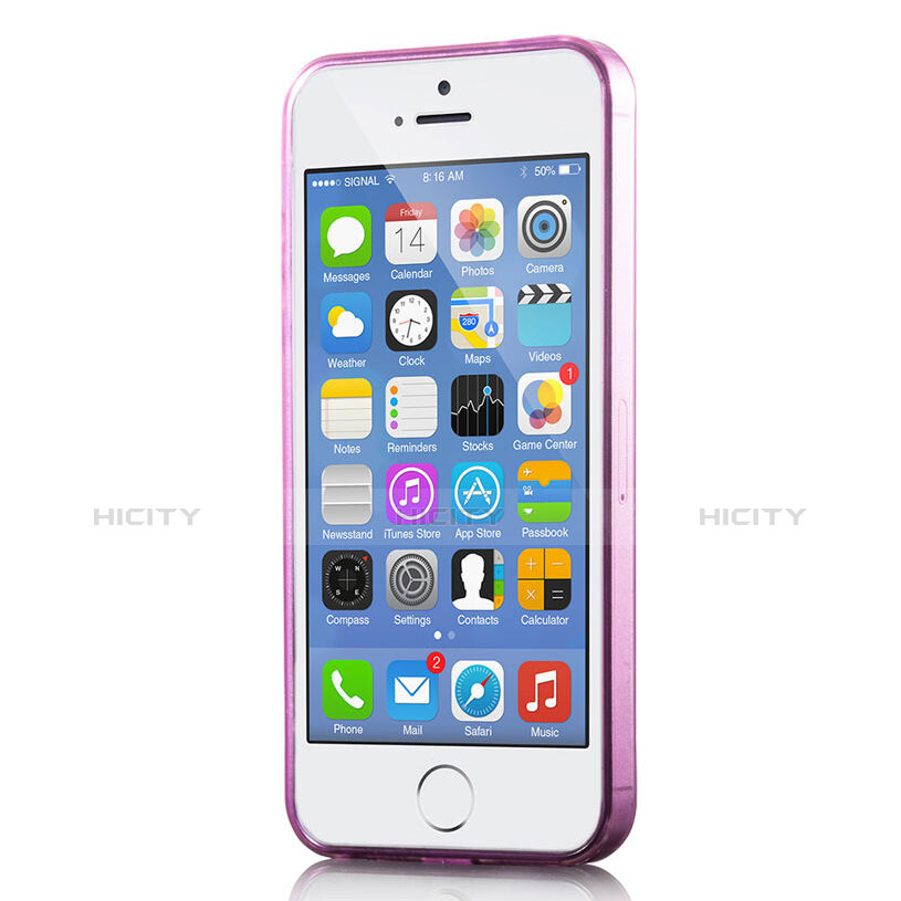 Cover Silicone Trasparente Ultra Sottile Morbida per Apple iPhone 5S Rosa Caldo