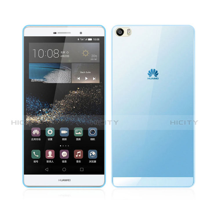 Cover Silicone Trasparente Ultra Sottile Morbida per Huawei P8 Max Blu