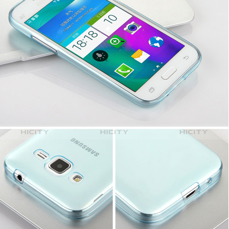 Cover Silicone Trasparente Ultra Sottile Morbida per Samsung Galaxy Core Prime G360F G360GY Blu