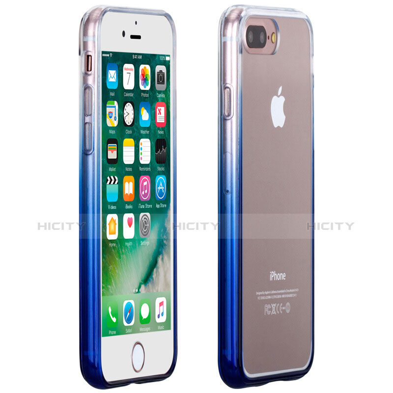 Cover Silicone Trasparente Ultra Sottile Morbida Sfumato per Apple iPhone 7 Plus Blu