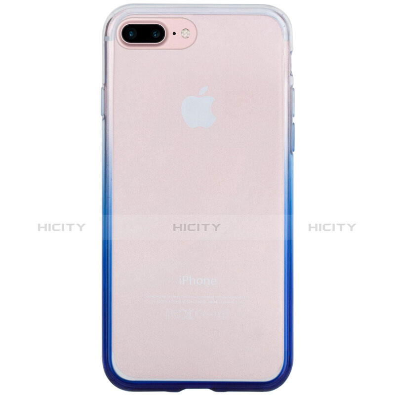 Cover Silicone Trasparente Ultra Sottile Morbida Sfumato per Apple iPhone 7 Plus Blu