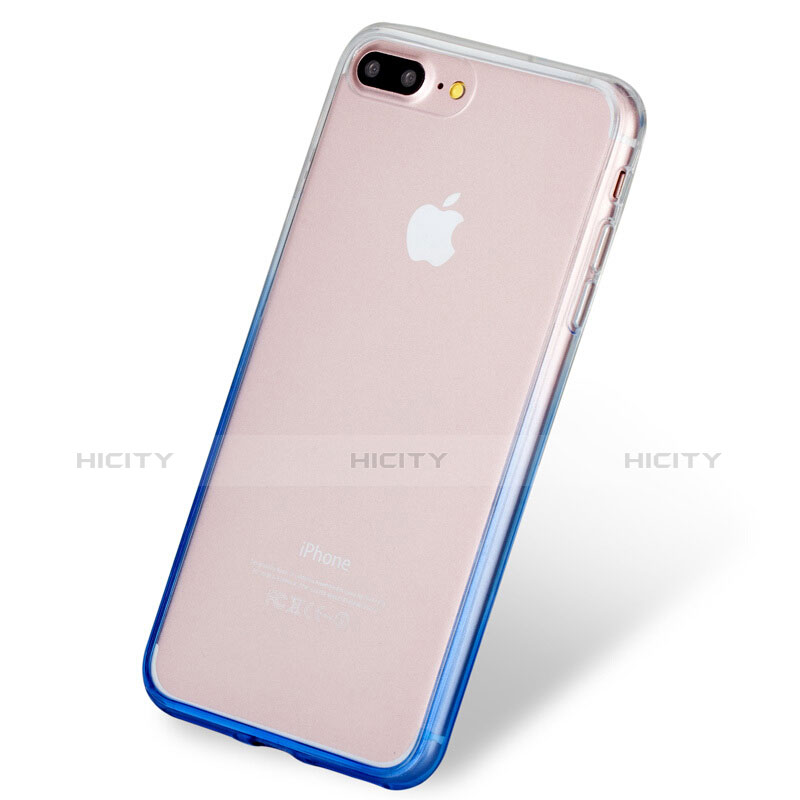 Cover Silicone Trasparente Ultra Sottile Morbida Sfumato per Apple iPhone 7 Plus Blu