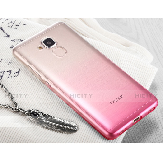 Cover Silicone Trasparente Ultra Sottile Morbida Sfumato per Huawei GR5 Mini Rosa