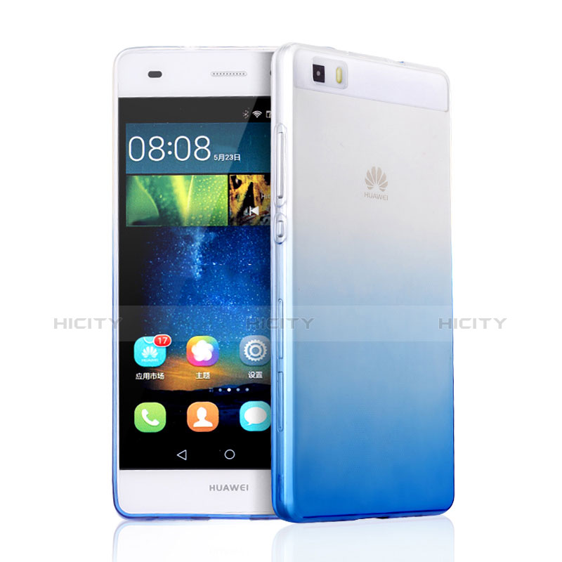 Cover Silicone Trasparente Ultra Sottile Morbida Sfumato per Huawei P8 Lite Blu