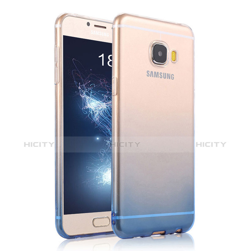 Cover Silicone Trasparente Ultra Sottile Morbida Sfumato per Samsung Galaxy C7 SM-C7000 Blu