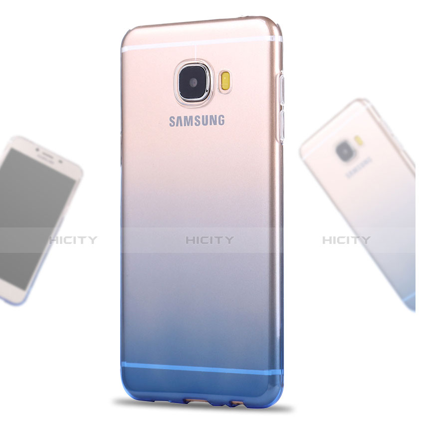 Cover Silicone Trasparente Ultra Sottile Morbida Sfumato per Samsung Galaxy C7 SM-C7000 Blu