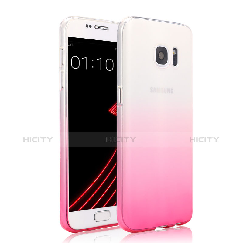 Cover Silicone Trasparente Ultra Sottile Morbida Sfumato per Samsung Galaxy S7 G930F G930FD Rosa