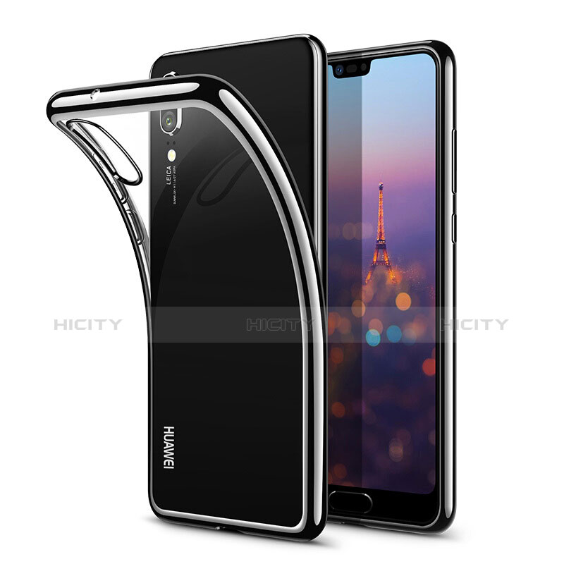 Cover Silicone Trasparente Ultra Sottile Morbida T03 per Huawei P20 Nero