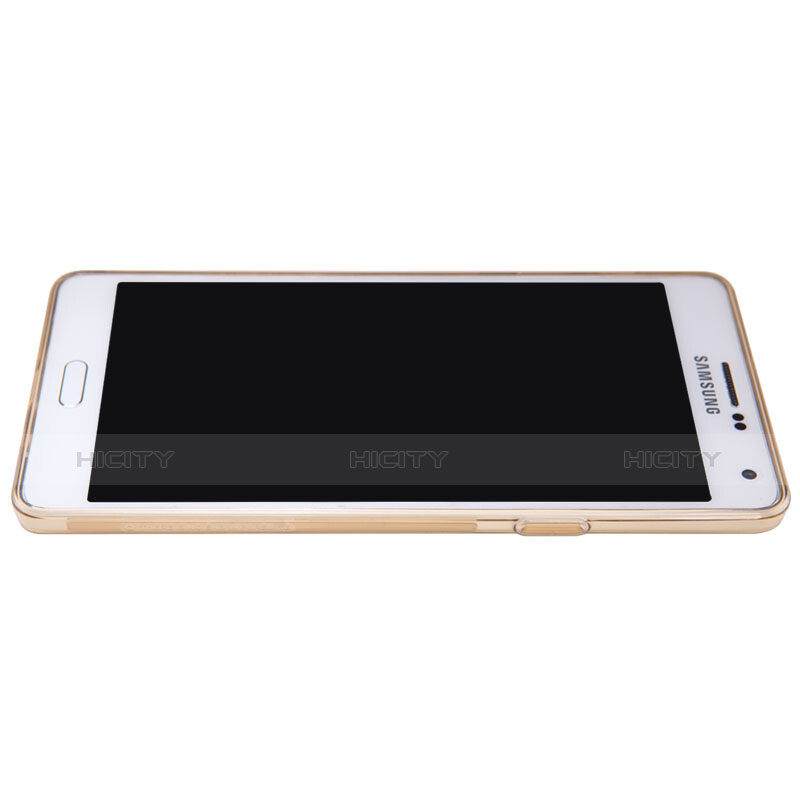 Cover Silicone Trasparente Ultra Sottile Morbida T03 per Samsung Galaxy A7 Duos SM-A700F A700FD Oro