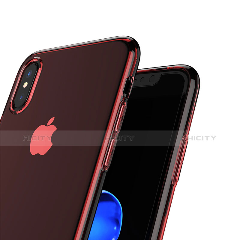 Cover Silicone Trasparente Ultra Sottile Morbida T06 per Apple iPhone X Rosso