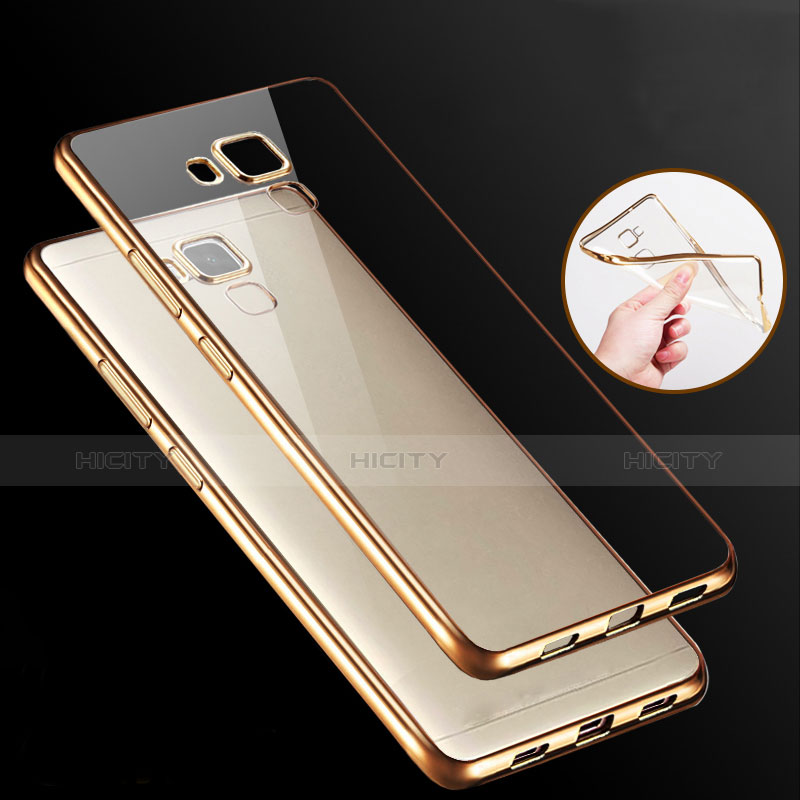 Cover Silicone Trasparente Ultra Sottile Morbida T06 per Huawei Honor 5X Oro