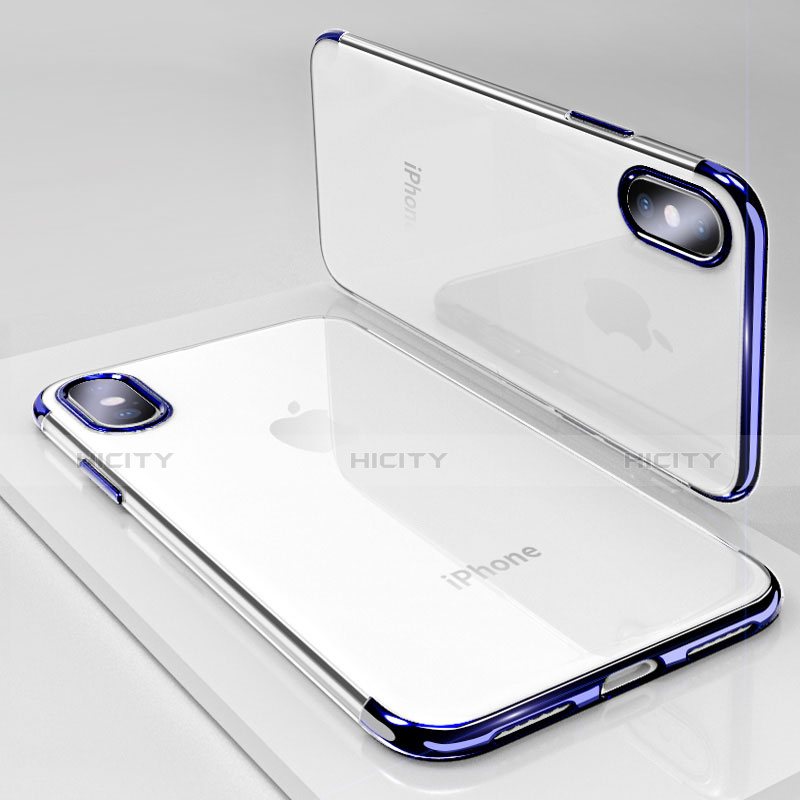 Cover Silicone Trasparente Ultra Sottile Morbida T19 per Apple iPhone X Blu