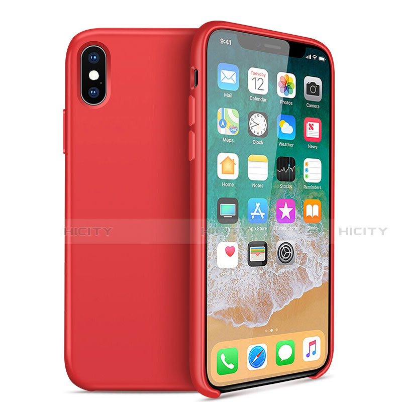 Cover Silicone Ultra Sottile Morbida 360 Gradi per Apple iPhone X Rosso