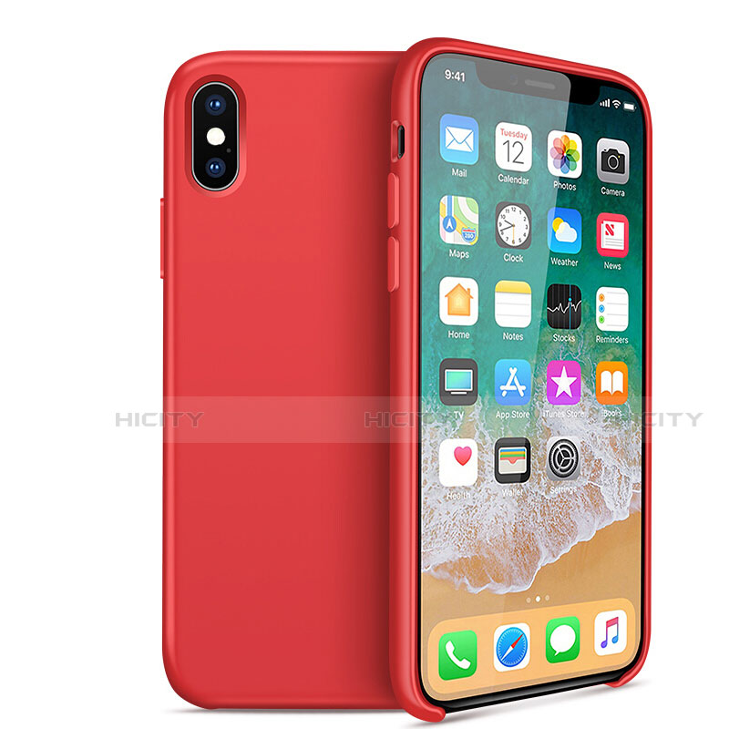 Cover Silicone Ultra Sottile Morbida 360 Gradi per Apple iPhone Xs Rosso