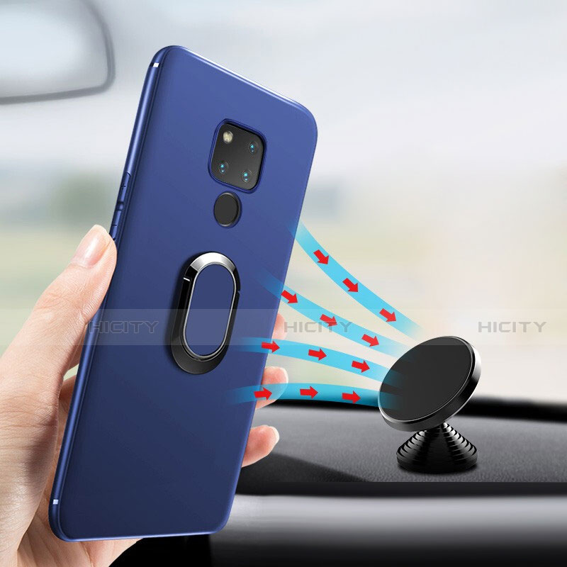 Cover Silicone Ultra Sottile Morbida con Magnetico Anello Supporto per Huawei Mate 20 X 5G Blu