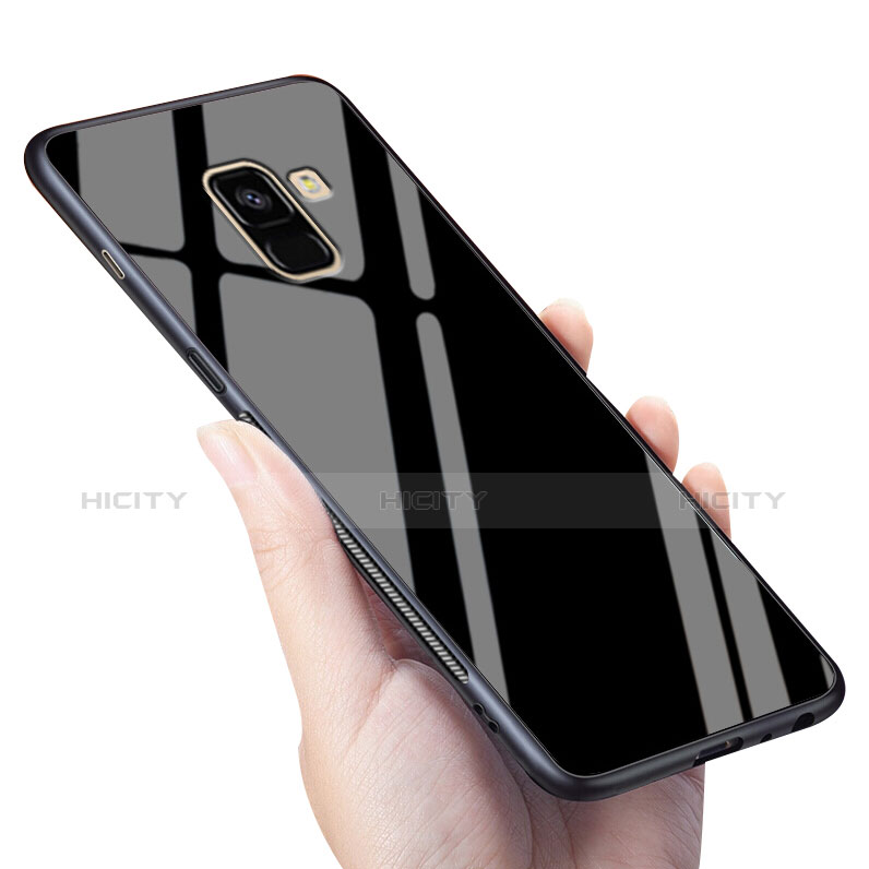 Cover Silicone Ultra Sottile Morbida Specchio per Samsung Galaxy A8+ A8 Plus (2018) Duos A730F Nero