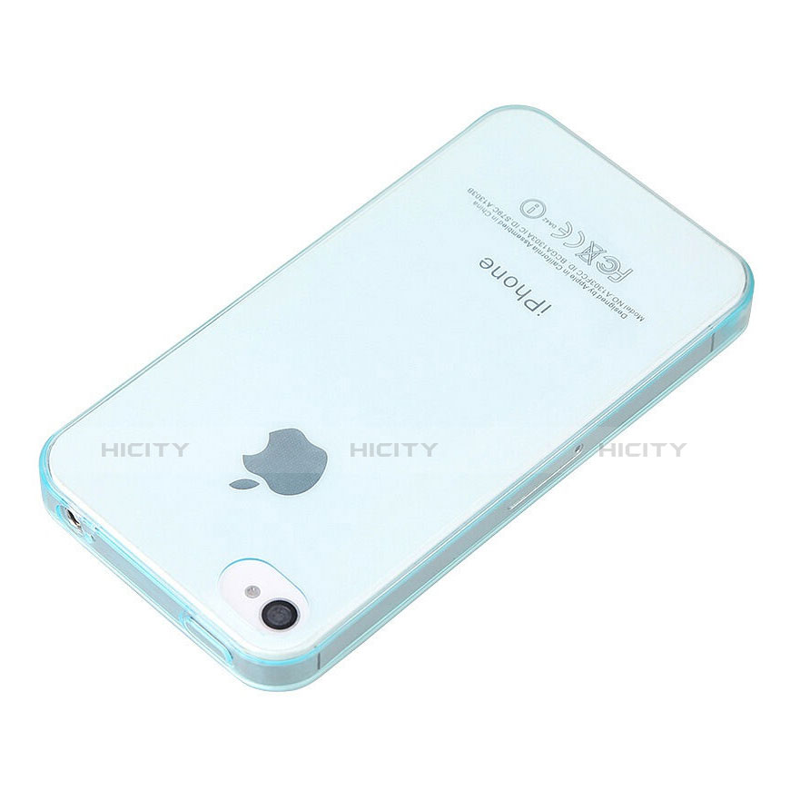 Cover TPU Trasparente Ultra Slim Morbida per Apple iPhone 4 Cielo Blu