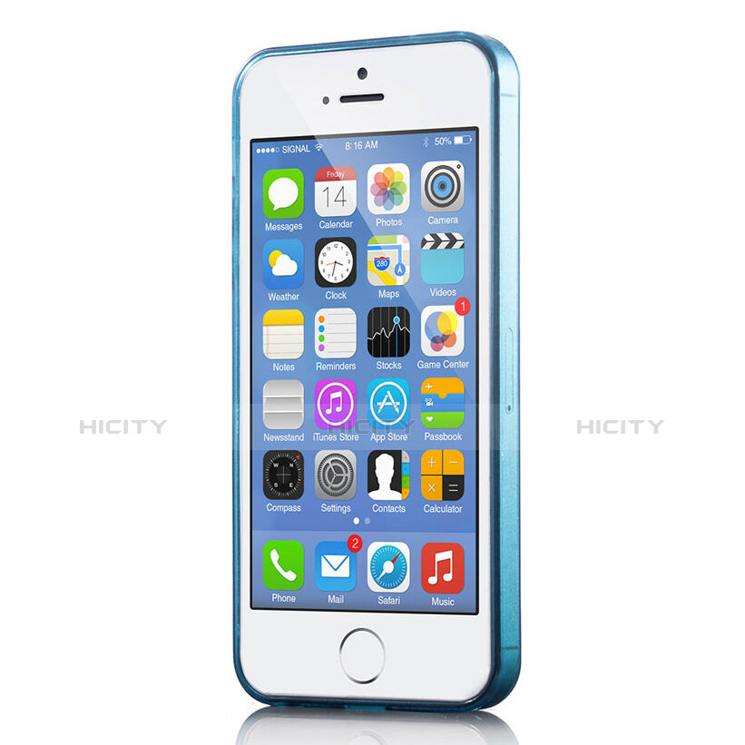 Cover TPU Trasparente Ultra Slim Morbida per Apple iPhone 5 Blu