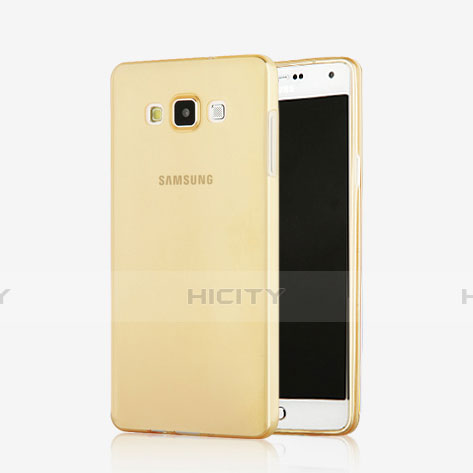 Cover TPU Trasparente Ultra Sottile Morbida per Samsung Galaxy A7 Duos SM-A700F A700FD Oro