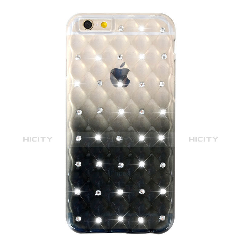 Cover Trasparente Diamante Strass Gioielli Sfumato Morbida per Apple iPhone 6 Nero