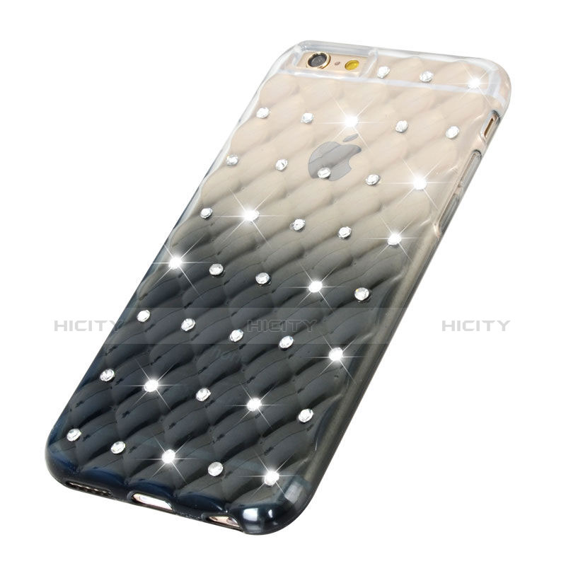 Cover Trasparente Diamante Strass Gioielli Sfumato Morbida per Apple iPhone 6 Nero