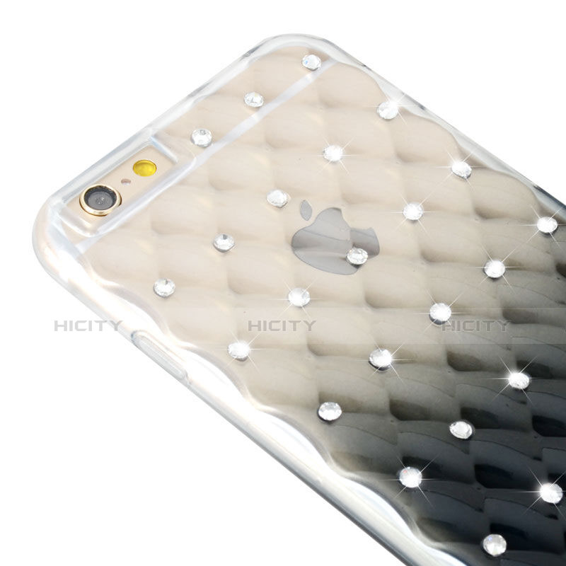 Cover Trasparente Diamante Strass Gioielli Sfumato Morbida per Apple iPhone 6 Nero