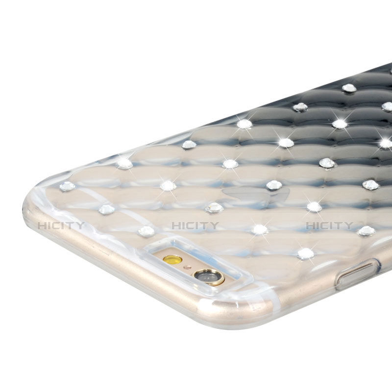 Cover Trasparente Diamante Strass Gioielli Sfumato Morbida per Apple iPhone 6 Nero