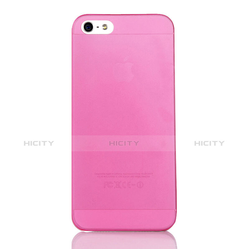 Cover Ultra Slim Trasparente Rigida Opaca per Apple iPhone 5 Rosa Caldo