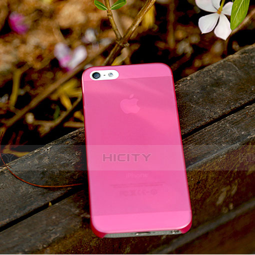 Cover Ultra Slim Trasparente Rigida Opaca per Apple iPhone 5 Rosa Caldo